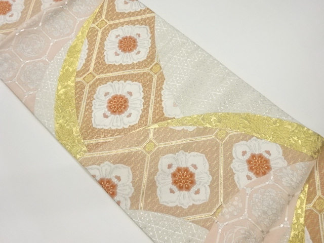 JAPANESE KIMONO / VINTAGE FUKURO OBI / SILK / WOVEN WAVY STRIPE